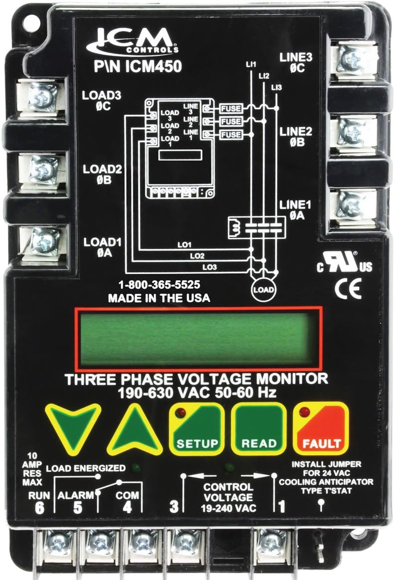 ICM Controls ICM450 3-Phase Monitor 25-Fault Memory LCD Setup and Diagnostics Fault Identification