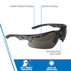 Radians TXM6-20ID Thraxus Safety Eyewear Gun Metal Frame Smoke Lens