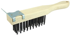 Weiler 44069 Hand Wire Scratch Brush with Scraper .012 Carbon Steel Fill 4 x 11 Rows Pack of 12