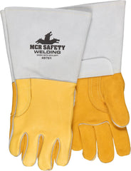 MCR Safety 49751M Gold Grain Elkskin Leather Welding Gloves, Heat Resistant, Kevlar Stitching, Reinforced Thumb