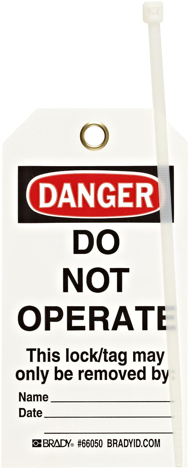 Brady 66050 Lockout Tag Danger Do Not Operate Polyester 5.75x3 Pack of 25