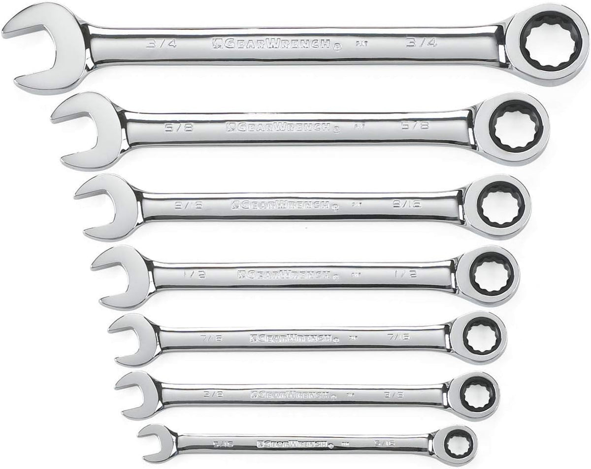 GearWrench 9317 7 Pc. 12 Point Ratcheting Wrench Set SAE