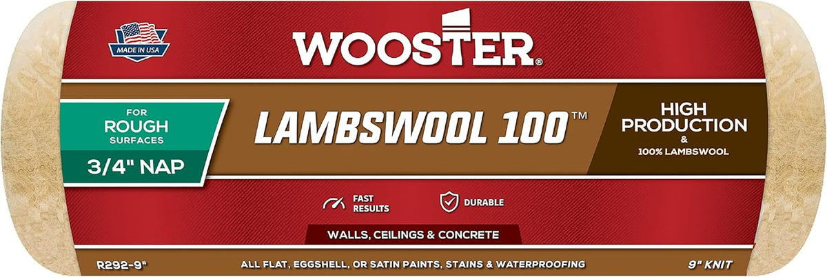 Wooster R292-9 Lambswool 100 Roller Cover 3/4 Inch Nap 9 Inch