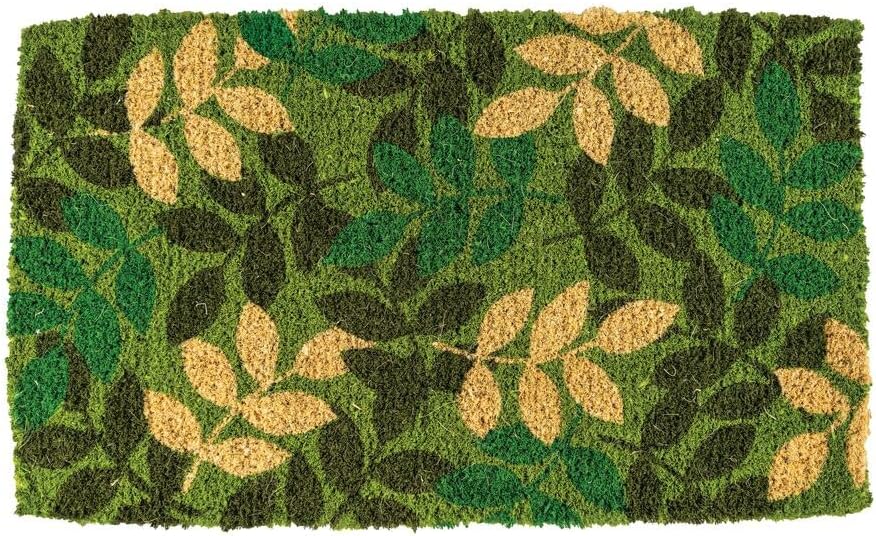 Notrax C11S1830GL Green Leaf Handmade Natural Coir Doormat Entry Mat for Indoor or Outdoor Use 18x30