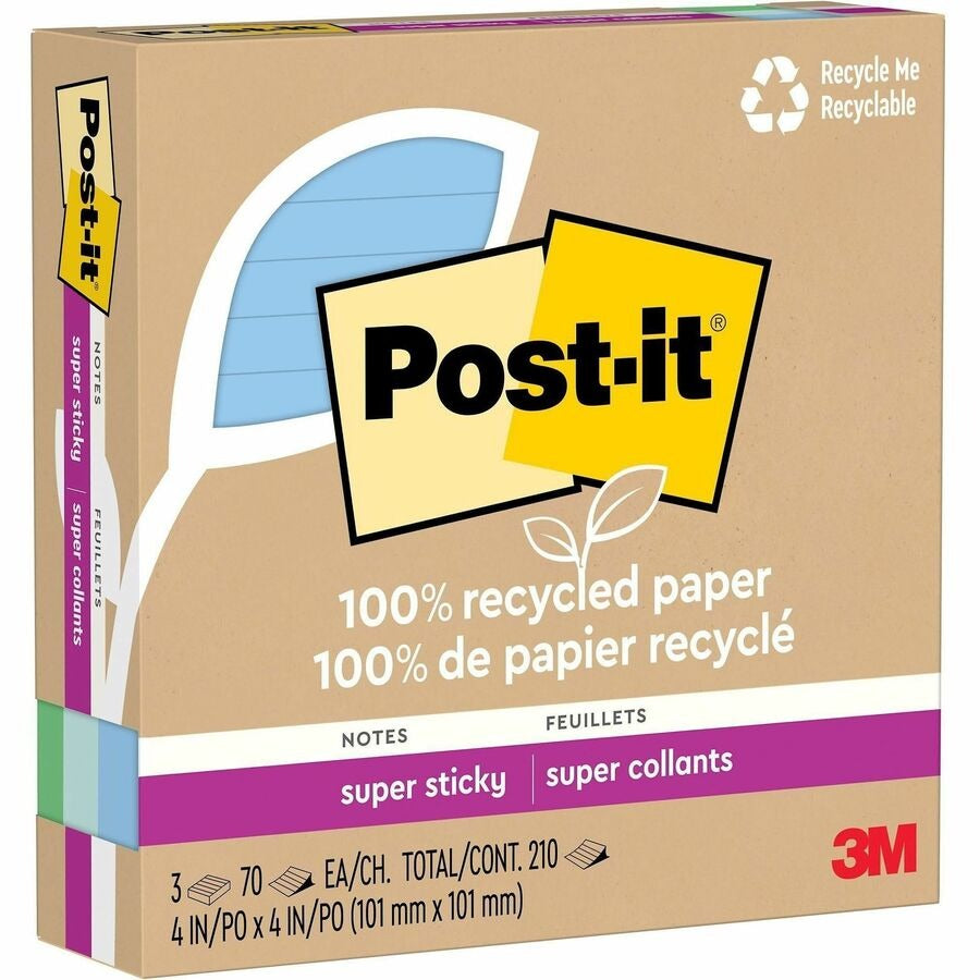 3M 3M MMM675R3SST Post-it Super Sticky Adhesive Note 4 inches x 4 inches (3 pack) 675R-3SST