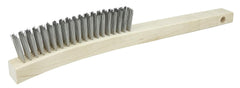 Weiler 44057 Curved Handle Scratch Brush 14 L 4X18 Rows Stainless Steel Wire Wood Handle