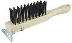 Weiler 44069 Hand Wire Scratch Brush with Scraper .012 Carbon Steel Fill 4 x 11 Rows Pack of 12