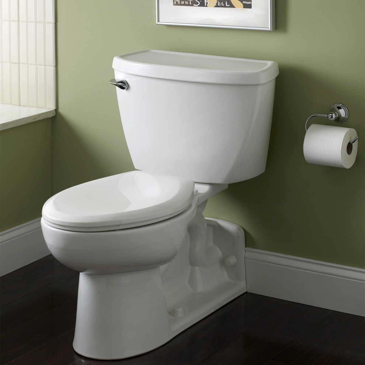 American Standard 2878100.020 Yorkville Two-Piece Pressure Assist 1.1 gpf/4.2 Lpf Back Outlet Elongated EverClean Toilet in WHITE