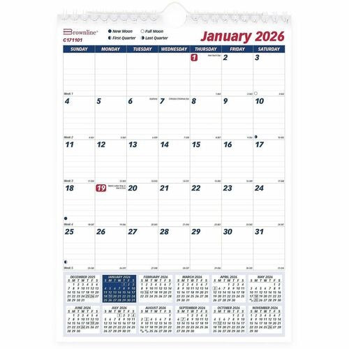 REDIFORM Rediform REDC171101 Monthly Wall Calendar 8x11.25