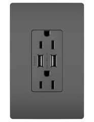 Pass & Seymour TM826USBBK Decorator Duplex USB Charger Receptacle, Black