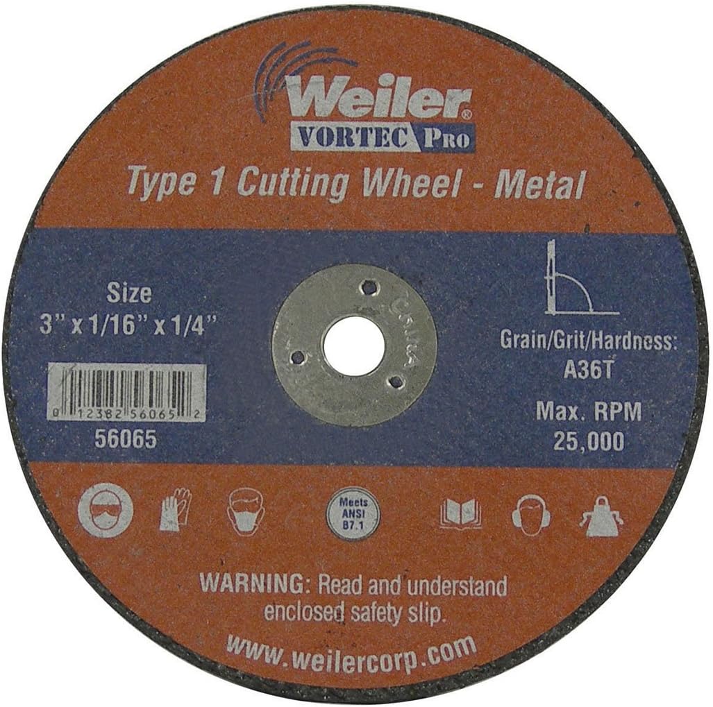 Weiler 56065 Wolverine Type 1 Cutting Wheel 3 x 1/16 x 1/4 A36TWB