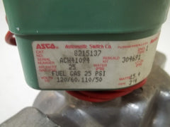 Asco 8215137 Vent Valve 3/4 Inch N/O 0/25 PSI