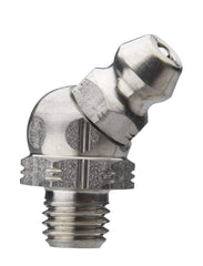 Alemite 1968-S Non-Corrosive Fitting 45 Degree Stainless Steel 1/4-28 Taper 13/16 OAL 13/64 Shank Length 3/8 Hex 1/4 Taper