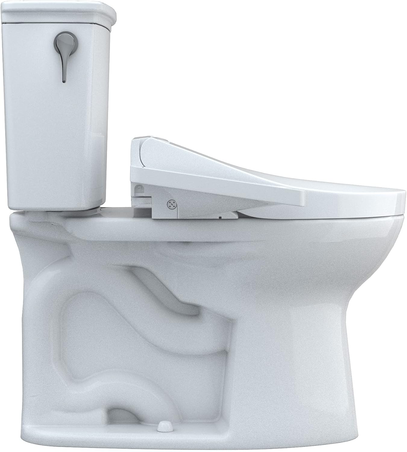 Toto MW7863074CEFG.10#01 Drake Transitional Washlet+ Two-Piece Elongated 1.28 GPF Universal Height Tornado Flush Toilet with C2 Bidet Seat Cotton White