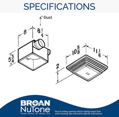 Broan-NuTone 678 Ventilation Fan and Light Combo 100 Watts 50 CFM White