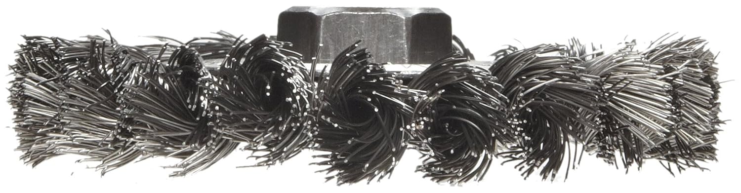 Weiler 13106 Dualife 5/8-11 Arbor 4 Diameter Knotted Wire Wheel Brush Steel Bristles 0.014 Wire Size