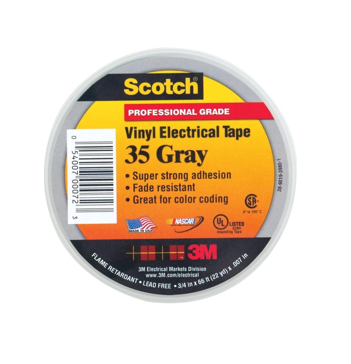 3M 7000006099 Insulation Tape 3/4 inch x 66 feet Gray 10 Pieces