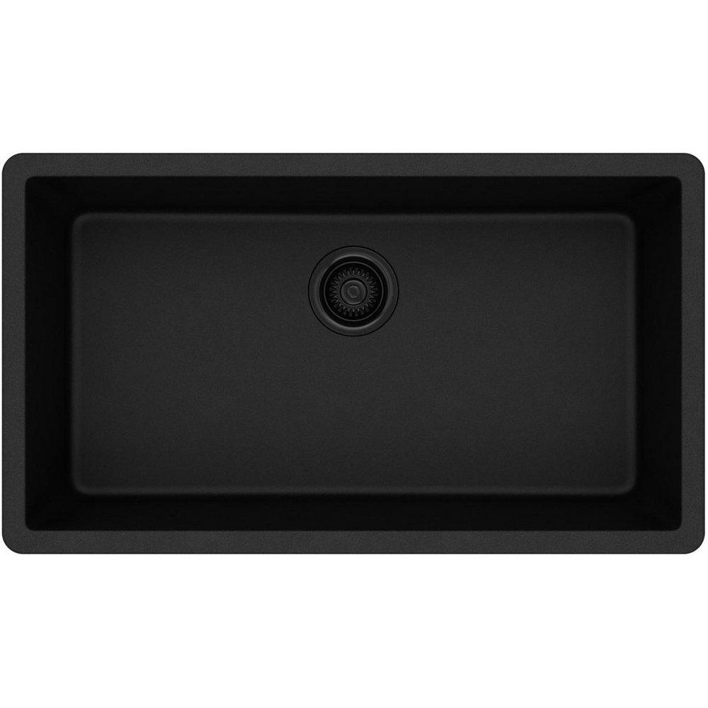 Elkay ELGRU13322BK0 Quartz Classic 33 x 18-7/16 No Hole Composite Single Bowl Undermount Kitchen Sink Black