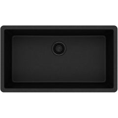 Elkay ELGRU13322BK0 Quartz Classic 33 x 18-7/16 No Hole Composite Single Bowl Undermount Kitchen Sink Black