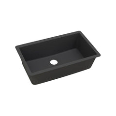 Elkay ELGRU13322BK0 Quartz Classic 33 x 18-7/16 No Hole Composite Single Bowl Undermount Kitchen Sink Black