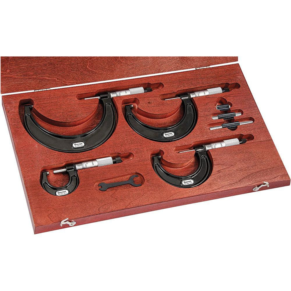 STARRETT Starrett 68041 Outside Micrometer Set 0-4 in 4 Pc