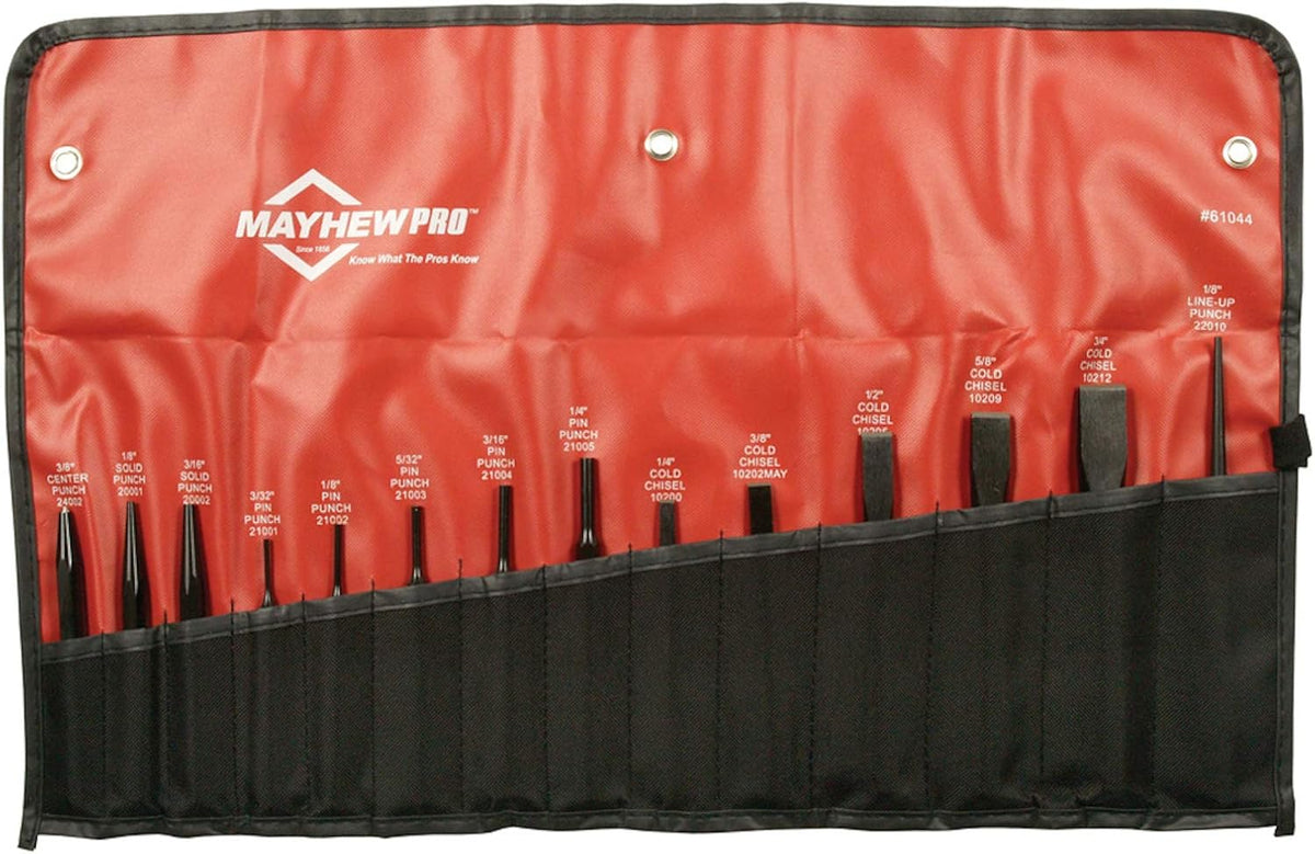 Mayhew 61044 Punch and Chisel Kit 14-Piece Black