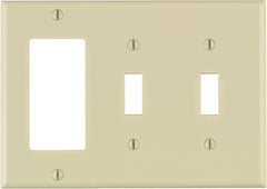 Leviton 80421-T 3-Gang 2-Toggle 1-Decora/GFCI Device Combination Wallplate Standard Size Thermoset