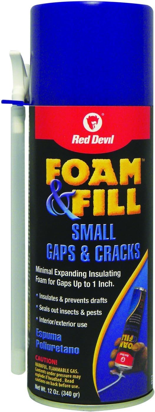 Red Devil 0913 Foam & Fill Small Gaps & Cracks Expanding Polyurethane Sealant 12 oz