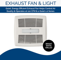 Broan-NuTone AE110L Ventilation Fan with LED Light and Roomside Installation ENERGY STAR Certified 110 CFM 1.0 Sones White