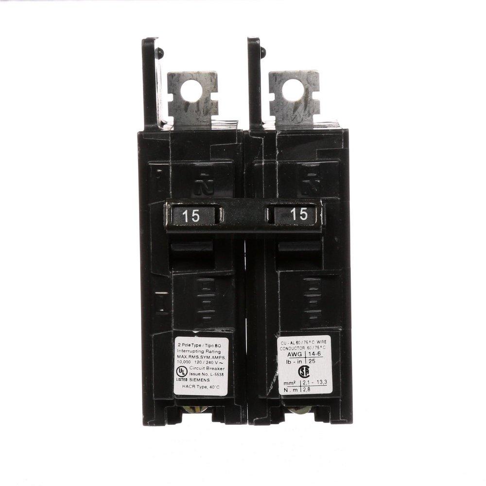 Siemens BQ2B015 2-Pole 15 Amp 120/240 Volt 10 K Circuit Breaker