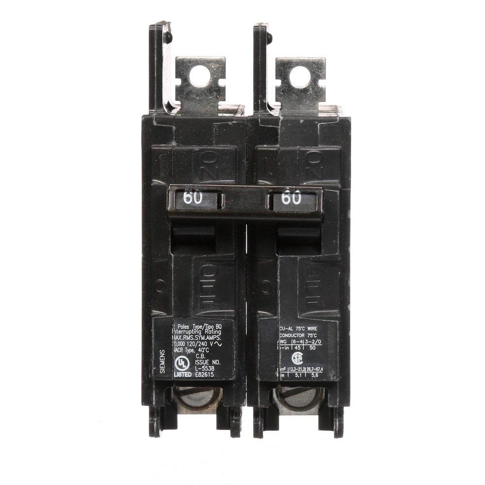 Siemens BQ2B060 120/240 Volt 60 Amp 2-Pole Molded Case Circuit Breaker