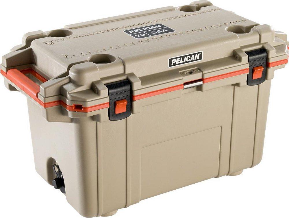 Pelican 70Q-2-TANORG Elite 70 qt Marine Cooler in Tan and Orange