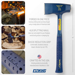 Estwing E3-FF4 Fireside Friend Axe 14 Inch Wood Splitting Maul