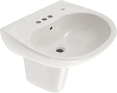 Toto LHT241.4G#01 Supreme Oval Wall-Mount Bathroom Sink with CeFiONtect and Shroud for 4 Inch Center Faucets Cotton White