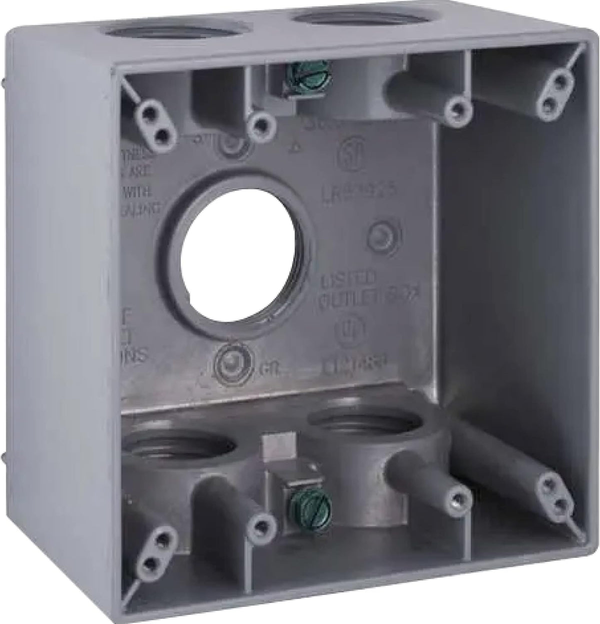 BELL 5388-0 TayMac 2-Gang Weatherproof Deep Box with Five 3/4-in. Threaded Outlets Gray