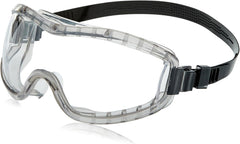 MCR Safety 2310AF Stryker Adjustable Polyvinyl Chloride Strap Stylish Goggle with Smoke Frame and Clear Anti-Fog Lens