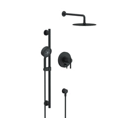 Gerber D990558BS Parma Pressure Balance Shower Trim With Parma 5 Function Hand Shower & Drench 10in Showerhead & Versa Slide Bar Kit Satin Black