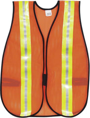 MCR Safety V201R Orange Safety Vest 2 Inch Reflective Strips Polyester Side Straps One Size