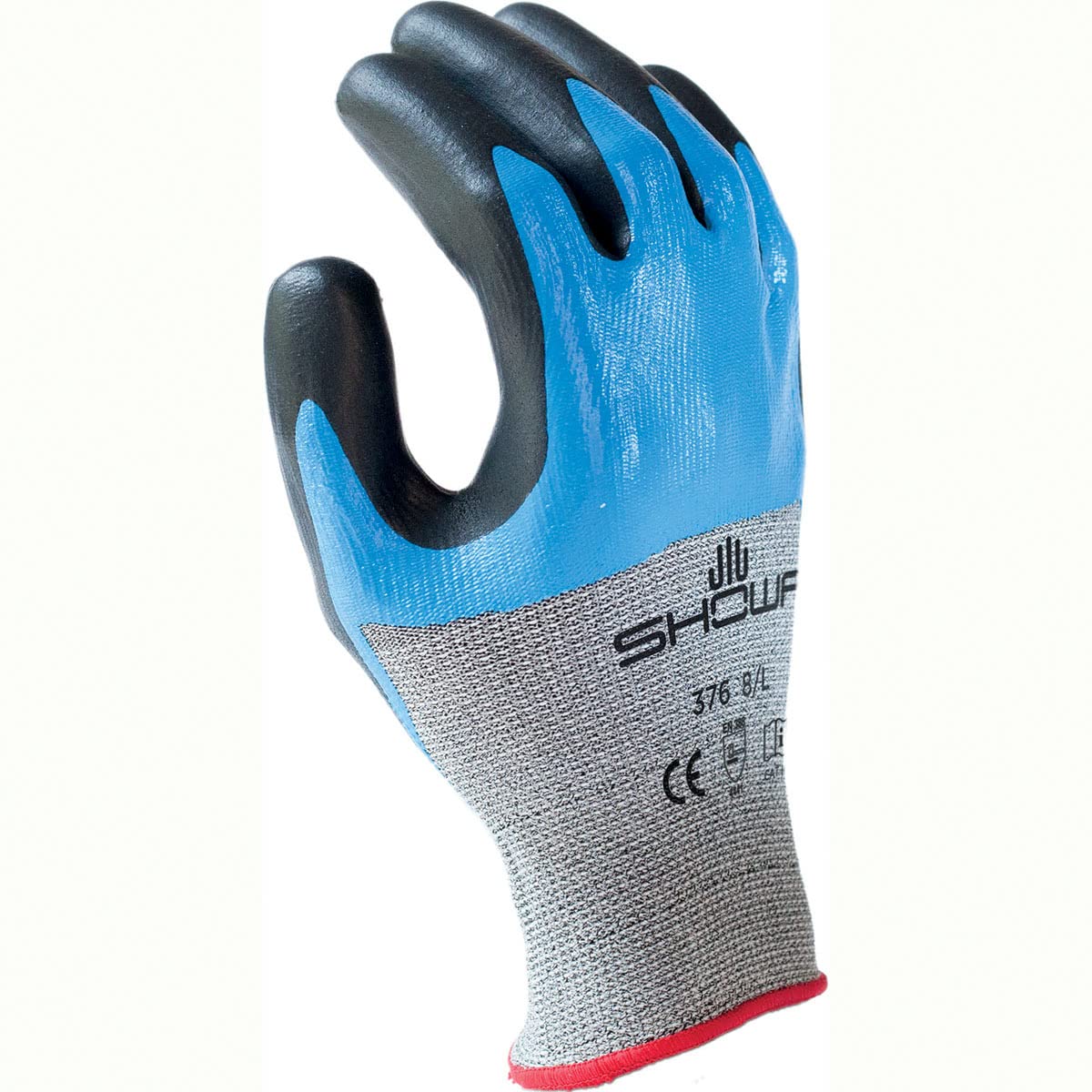 SHOWA S-TEX376XL-09 Cut and Liquid-Resistant 3/4 Nitrile Coated Glove with Hagane Coil Technology X-Large Pack of 12 Pair