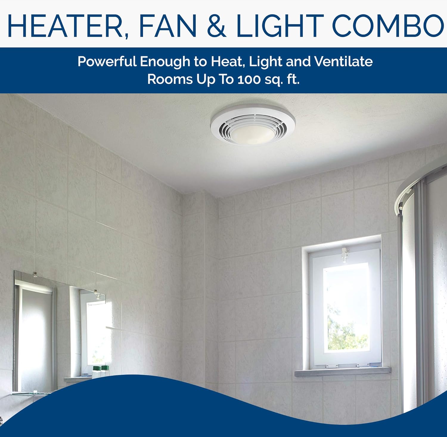 Broan-NuTone 9093WH Exhaust Fan Heater Light Combo Bathroom Ceiling Heater 1500-Watts 70 CFM Replacement 9093WH