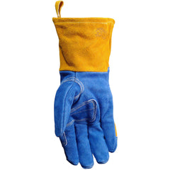 Caiman 1512 Premium Split Cowhide MIG/Stick Welding Gloves Wool Lining Kontour Kevlar Blue/Gold Large