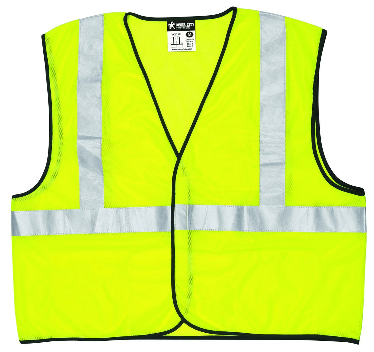 MCR Safety VCL2SLX2 Class 2 Polyester Solid Economy Safety Vest with 3M Scotchlite 2-Inch Silver Reflective Stripe Fluorescent Lime 2X-Large