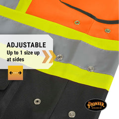 Pioneer V1020251U-2/3XL Safety Vest Tricot Polyester Interlock Zipper Front Closure 2/3X-Large