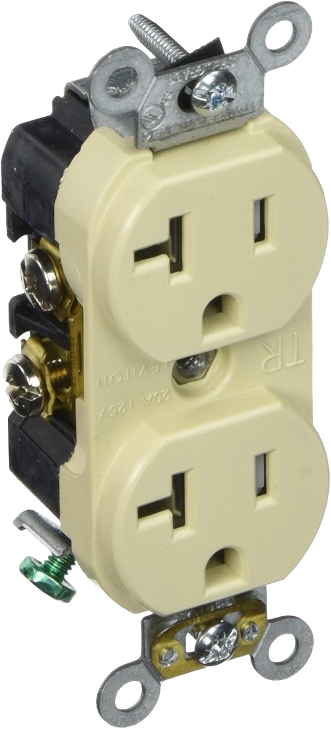 Leviton TBR20-I Duplex Tamper Resistant Receptacle 125 VAC 20 A 2 Pole 3 Wire