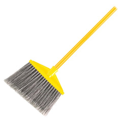 Rubbermaid FG637500GRAY Commercial Smooth-Surface Angle Broom Vinyl-Coated Metal Handle Flagged Bristles Gray