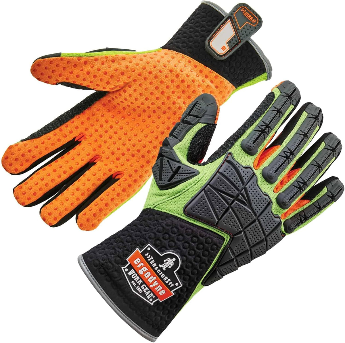 Ergodyne 17906 925F(x) 2XL Lime Standard Dorsal Impact-Reducing Gloves