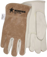 MCR Safety 3204KXL Grain Cow Full Leather Driver Select Grade Gloves with Kevlar Liner, Cream/Brown, X-Large, 1-Pair