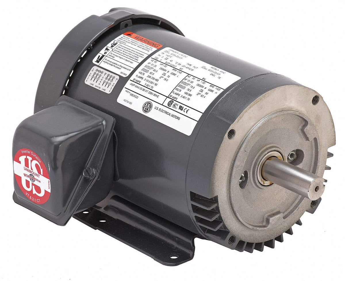 US Motors U1P2DC General Purpose Motor 1 HP 3-Phase 143TC Frame