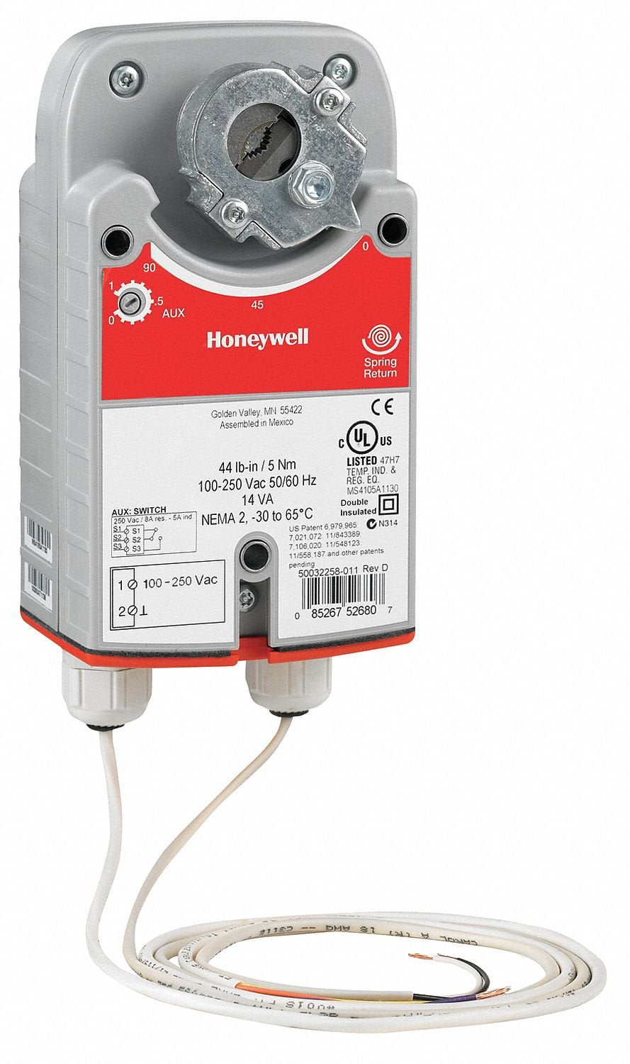 Honeywell MS7505W2030 Floating Spring Return Direct Coupled Actuator 44 lb-in