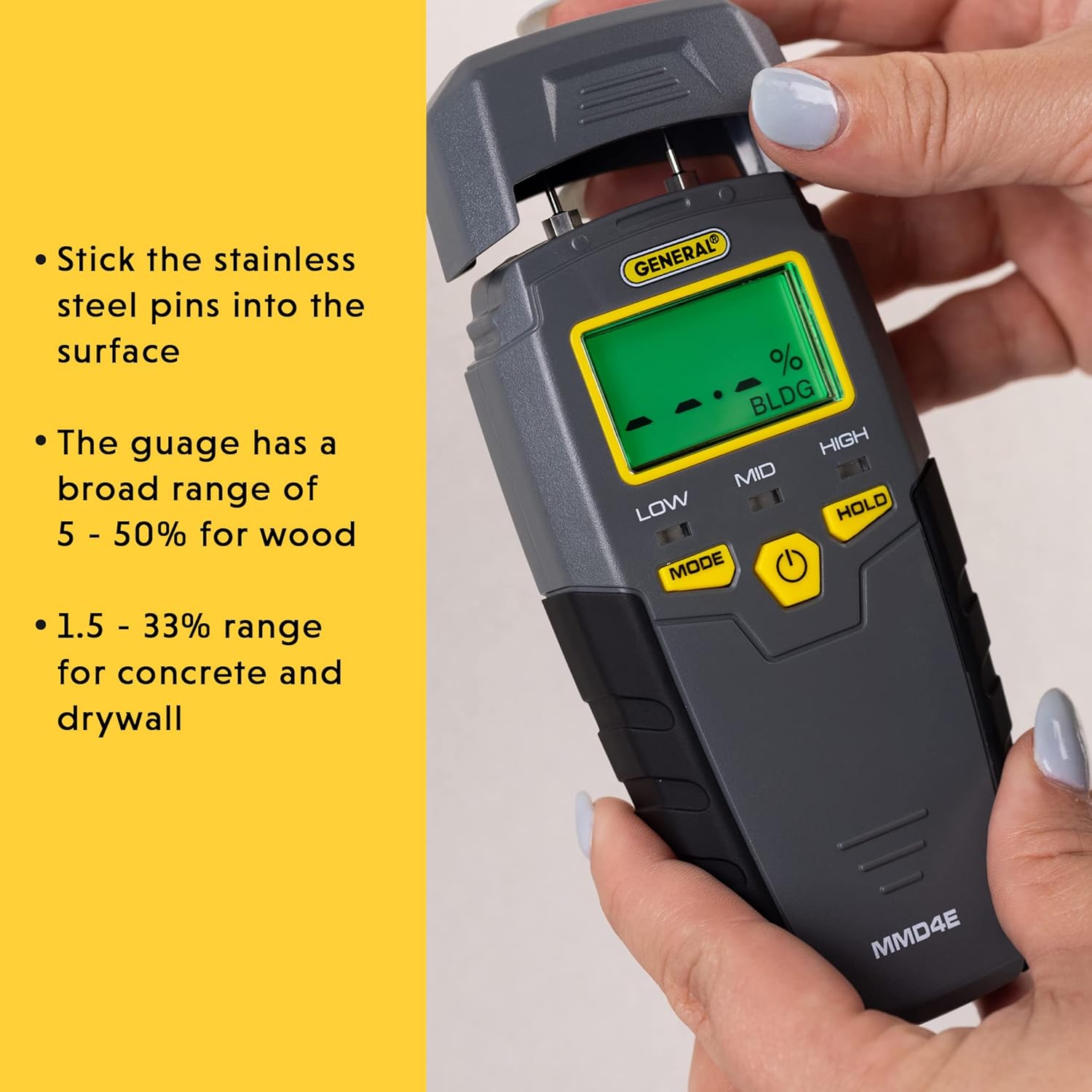 General Tools MMD4E Digital Moisture Meter Pin Type